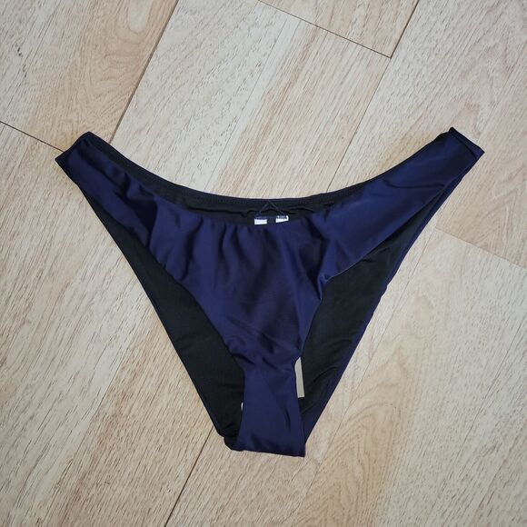 New J.Crew Bikini Bottom Women’s Medium Curved Waist Cheeky Navy Blue - Picture 1 of 8